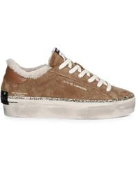 Crime London - Distressed Platform Glitter-Trim Platform Sneakers - Lyst