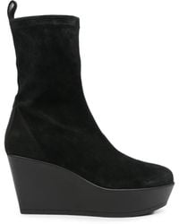 Vic Matié - Suede-Finish Wedge-Heel Ankle Boots - Lyst