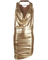 Genny - Vestido metalizado con cuello desbocado - Lyst