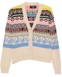 Iceberg - Cardigan En Maille Intarsia À Logo Imprimé - Lyst