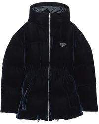 Prada - Doudoune En Velours, Femme, Taille - Lyst