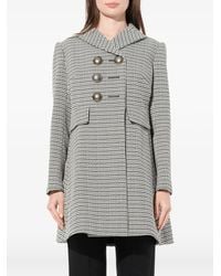McQueen - Capotto Houndstooth Double-Breasted Coat - Lyst