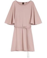BOSS - Robe Ceinturée À Détail De Cape - Lyst