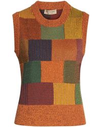 Burberry Patchwork Cotton Blend Tank Top - Orange