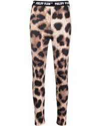 Philipp Plein - Leopard-Print Biker Leggings - Lyst