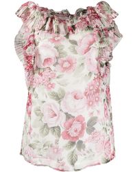 P.A.R.O.S.H. Blusa con volantes - Marrón