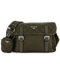Prada - Large Quilted Re-Nylon Shoulder Bag With Saffiano Trim - Lyst