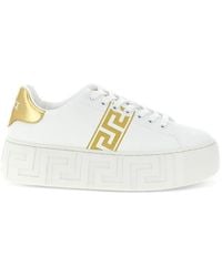 Versace - Greca Embroidered Sneakers - Lyst