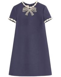 Valentino Garavani - Embroidered Crepe Couture Short Dress - Lyst