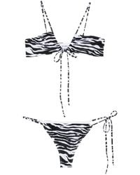 The Attico - Zebra Print Tie-Up Bikini - Lyst