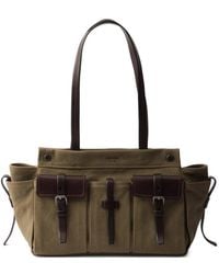 Prada - Route Large Canvas And Leather Tote Bag - Lyst