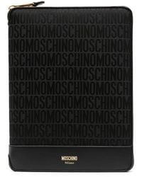 Moschino - Monogram-Jacquard Leather Laptop Bag - Lyst