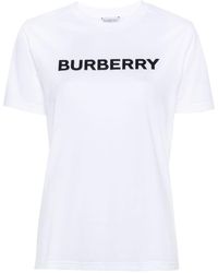 Burberry - White Crew Neck T-shirt avec logo - Lyst