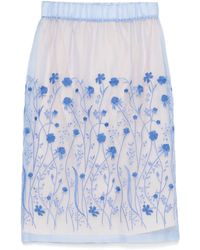 P.A.R.O.S.H. - Jupe Mi-Longue À Fleurs Brodées - Lyst