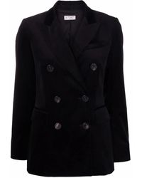 Alberto Biani - Velvet-Effect Double-Breasted Blazer - Lyst
