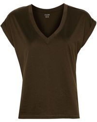 FRAME - V-neck Cotton T-shirt - Lyst