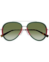 Gucci - Striped Pilot-Frame Sunglasses - Lyst