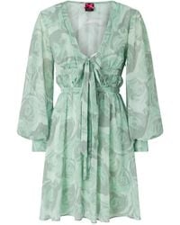 Pinko - Mini Tie-Front Floral-Print Dress - Lyst