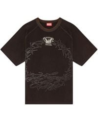 DIESEL - T-roxt-q1 T-shirt Met Contrasterend Stiksel - Lyst