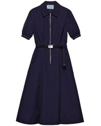 Prada - Midi-Jurk Met Ritssluiting En Ceintuur - Lyst