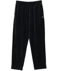 Emporio Armani - Velvet-Effect Drawstring Track Pants - Lyst