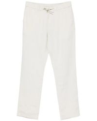 GANT - Drawstring-Waist Linen Trousers - Lyst