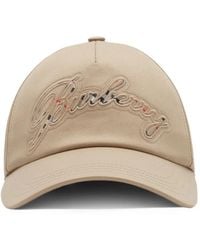Burberry - Check Cursive Logo Gabardine Baseball Cap - Lyst