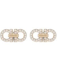 Ferragamo - Double Gancini Crystal Embellished Earrings - Lyst