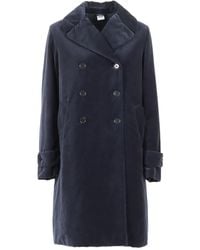 Aspesi - Velvet Double-Breasted Coat - Lyst