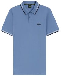 BOSS - Stretch-Cotton Slim-Fit Polo Shirt With Branding And Stripes - Lyst