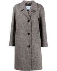 Prada - Abrigo de tweed con botonadura sencilla, talla: IT 40 - Lyst