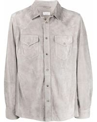 Brunello Cucinelli - Grey Leather Shirt - Lyst