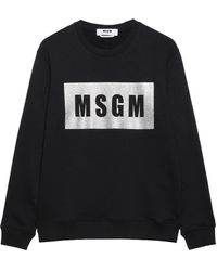 MSGM - Logo-Print Cotton Sweatshirt - Lyst