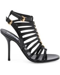 Moschino - Logo-Lettering Caged Sandals - Lyst