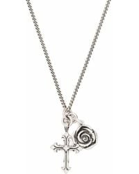 Emanuele Bicocchi - Rose And Cross Pendant Necklace - Lyst