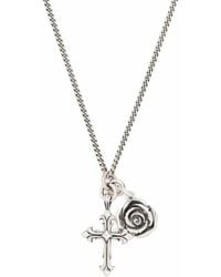 Emanuele Bicocchi - Rose And Cross Pendant Necklace - Lyst
