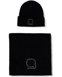 KARL LAGERFELD - Set Sciarpa E Berretto Con Logo - Lyst