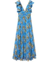 La DoubleJ - Ruffled-Details Floral-Print Maxi Dress - Lyst