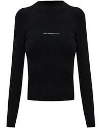 Alexander Wang - Logo-Print Ribbed Sweater - Lyst