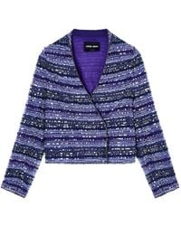 Giorgio Armani - Sequin-Embellished Striped Jacket - Lyst