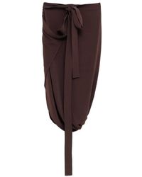 Lemaire - Gedrapeerde Midi-Rok Met Strikdetail - Lyst