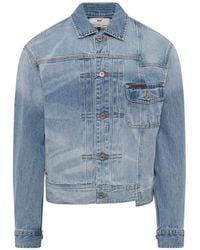 Feng Chen Wang - X Lee Light-Wash Panelled Denim Jacket - Lyst