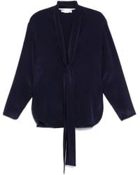 Victoria Beckham - Silk Scarf-Detail V-Neck Blouse - Lyst