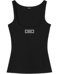 Versace - Rib Tank Top With Embroidery Patch - Lyst