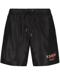 Iceberg - Logo-Print Drawstring Swim Shorts - Lyst