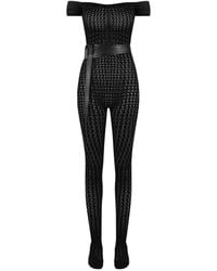 Manière De Voir - Martine Pointelle Gebreide Jumpsuit Met Ceintuur En Bardot-Hals - Lyst