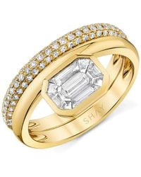 SHAY - 18Kt Geelgouden Floating Bezel Ring Met Diamant - Lyst
