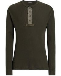 Dolce & Gabbana - Ribbed Cotton Serafino T-Shirt - Lyst