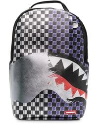 Sprayground - Checkered Shark-Print Backpack - Lyst