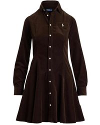 Polo Ralph Lauren - Button-Up Corduroy Mini Dress - Lyst
